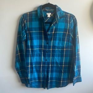 J. Crew blue plaid button down shirt